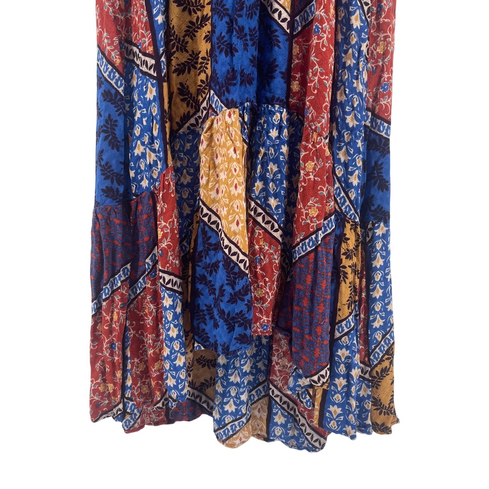 Democracy Maxi Dress Patchwork Print‎ 3/4 Sleeve Bohemian Style Size S - Picture 7 of 8